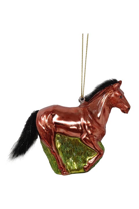 Galloping American Quarter Horse Glass Ornament