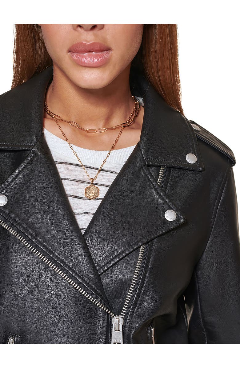 Faux Leather Fashion Belted Moto Jacket