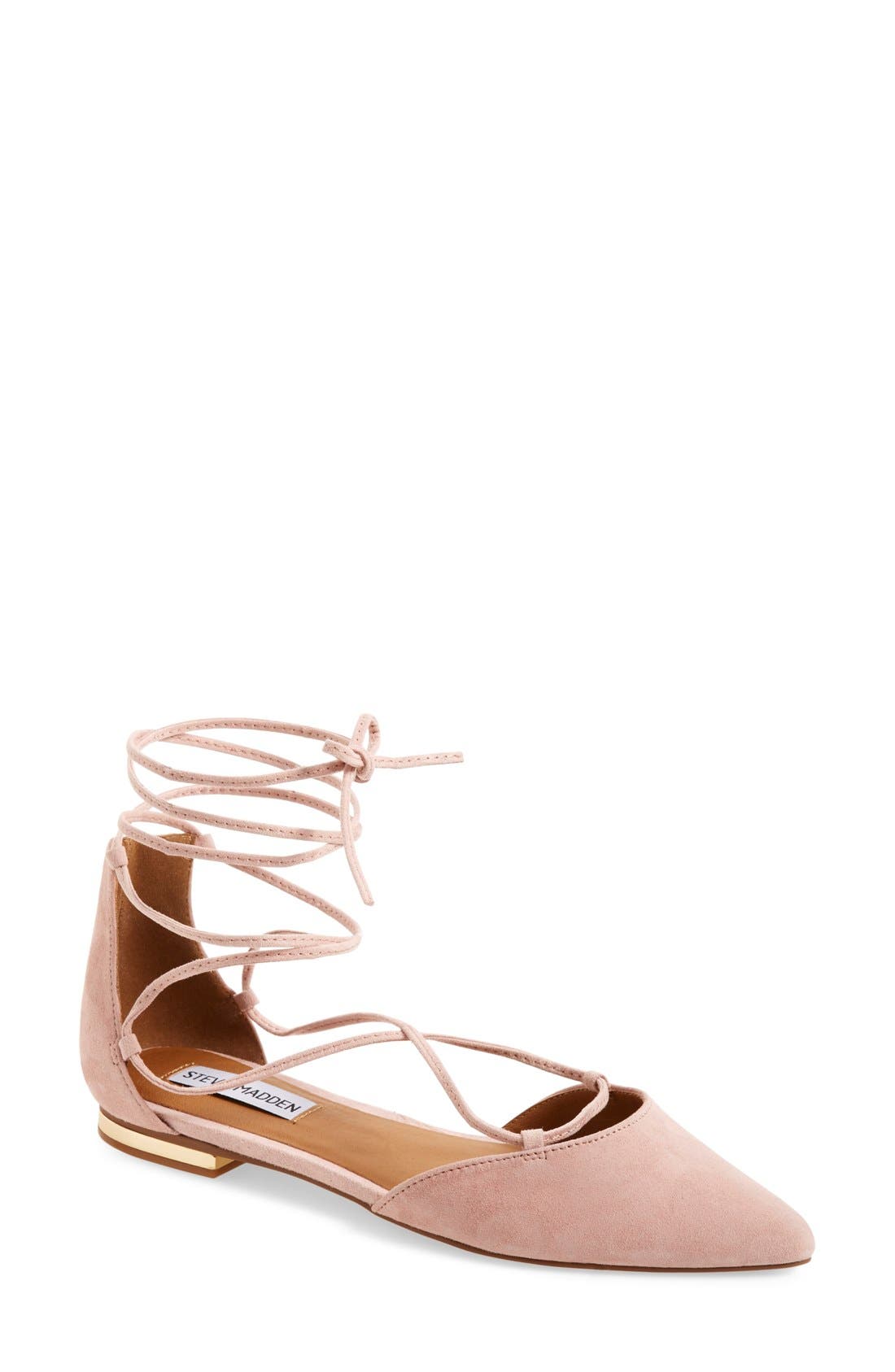 'Sunshine' Lace-Up Flat, Main, color, LIGHT PINK
