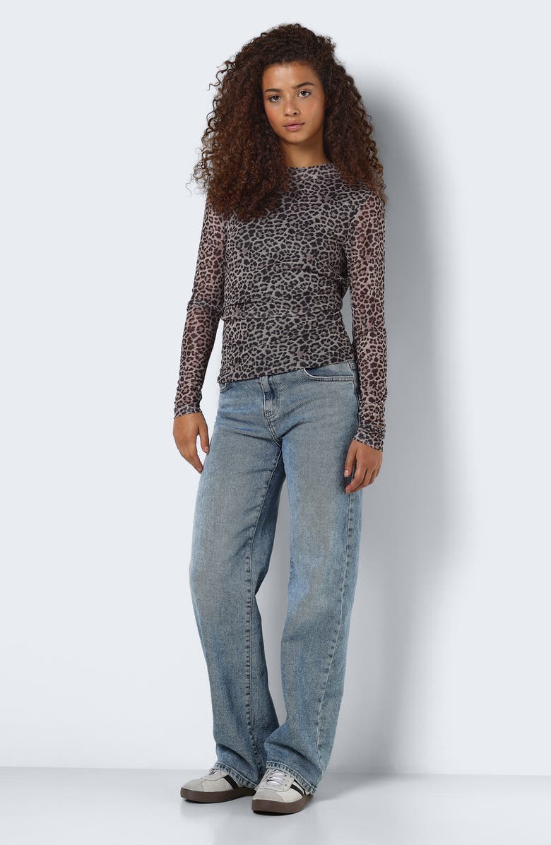 Noisy may Carrie Leopard Print Long Sleeve Top, Alternate, color,