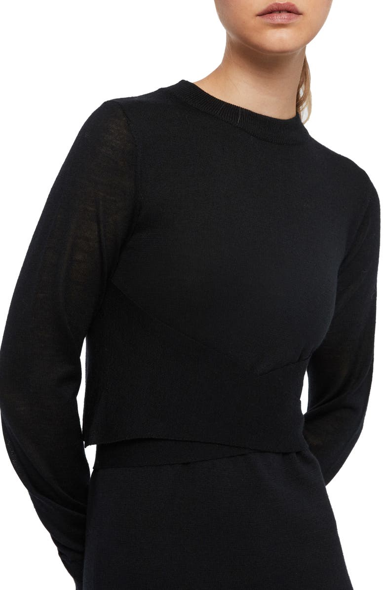 AllSaints Flora Side Slit Long Sleeve Merino Wool Sweater Dress, Alternate, color, 