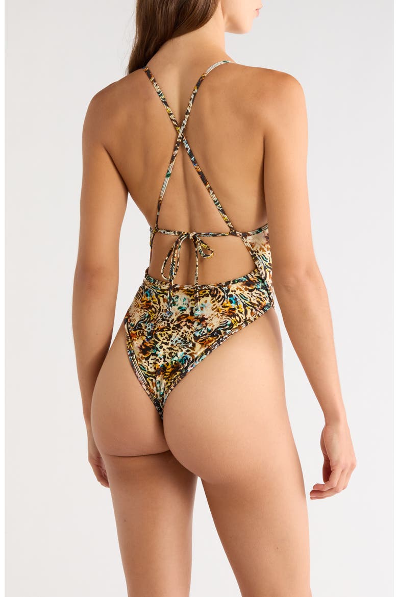 Sundaze Plunge Cross Back One-Piece Swimsuit, Alternate, color, SUNDAZE
