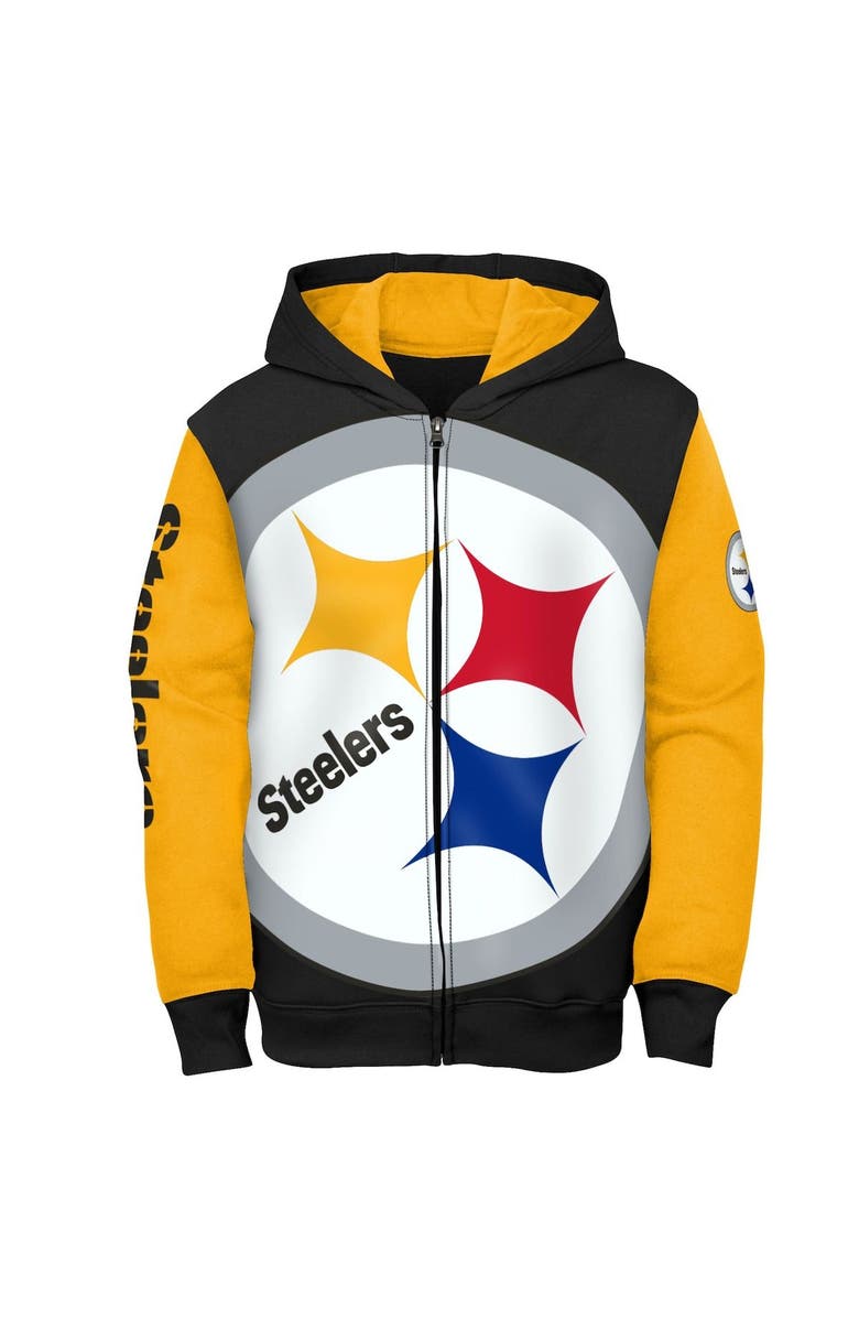 Outerstuff Youth Black/Gold Pittsburgh Steelers Poster Board Full-Zip Hoodie, Alternate, color, 