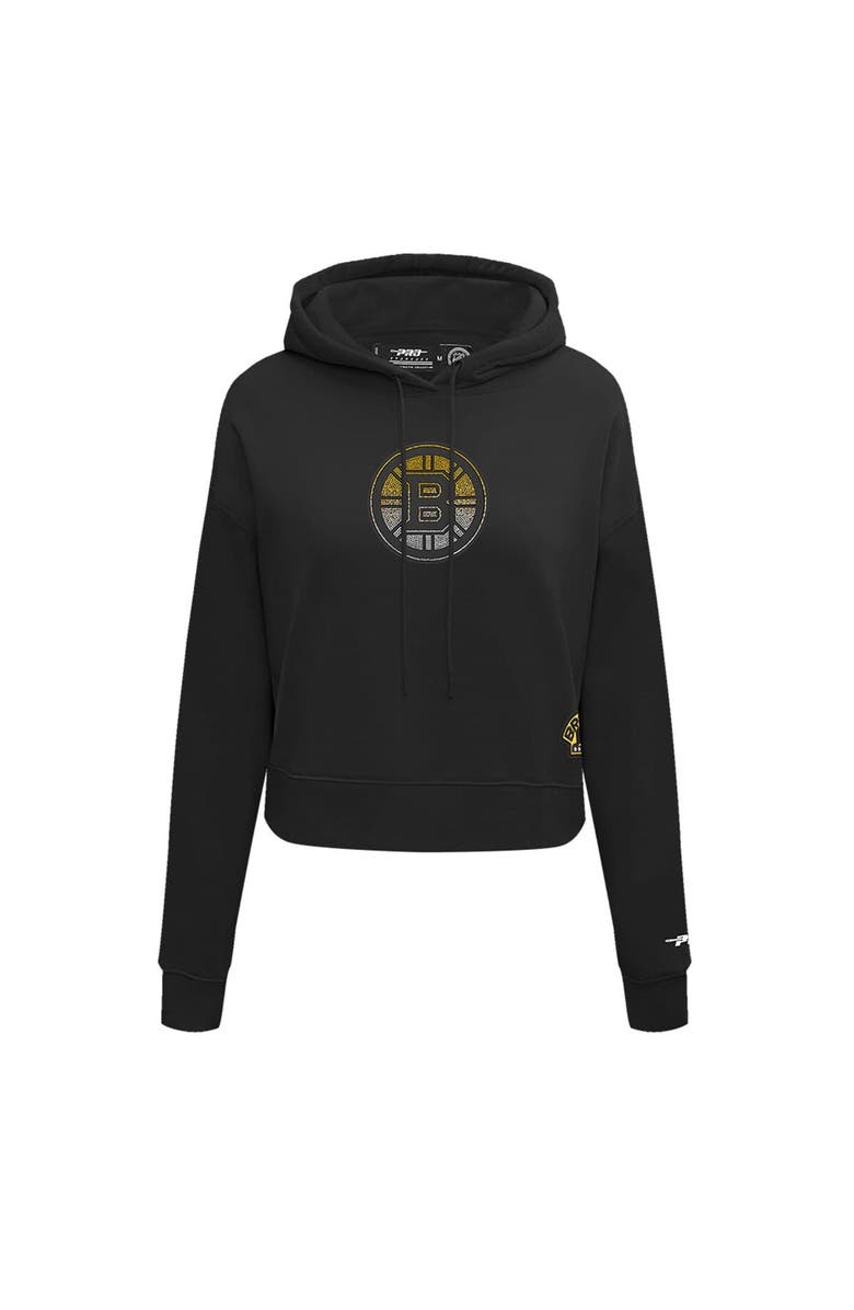 PRO STANDARD Women's Pro Standard  Black Boston Bruins Jewels Cropped Pullover Hoodie, Alternate, color, Black