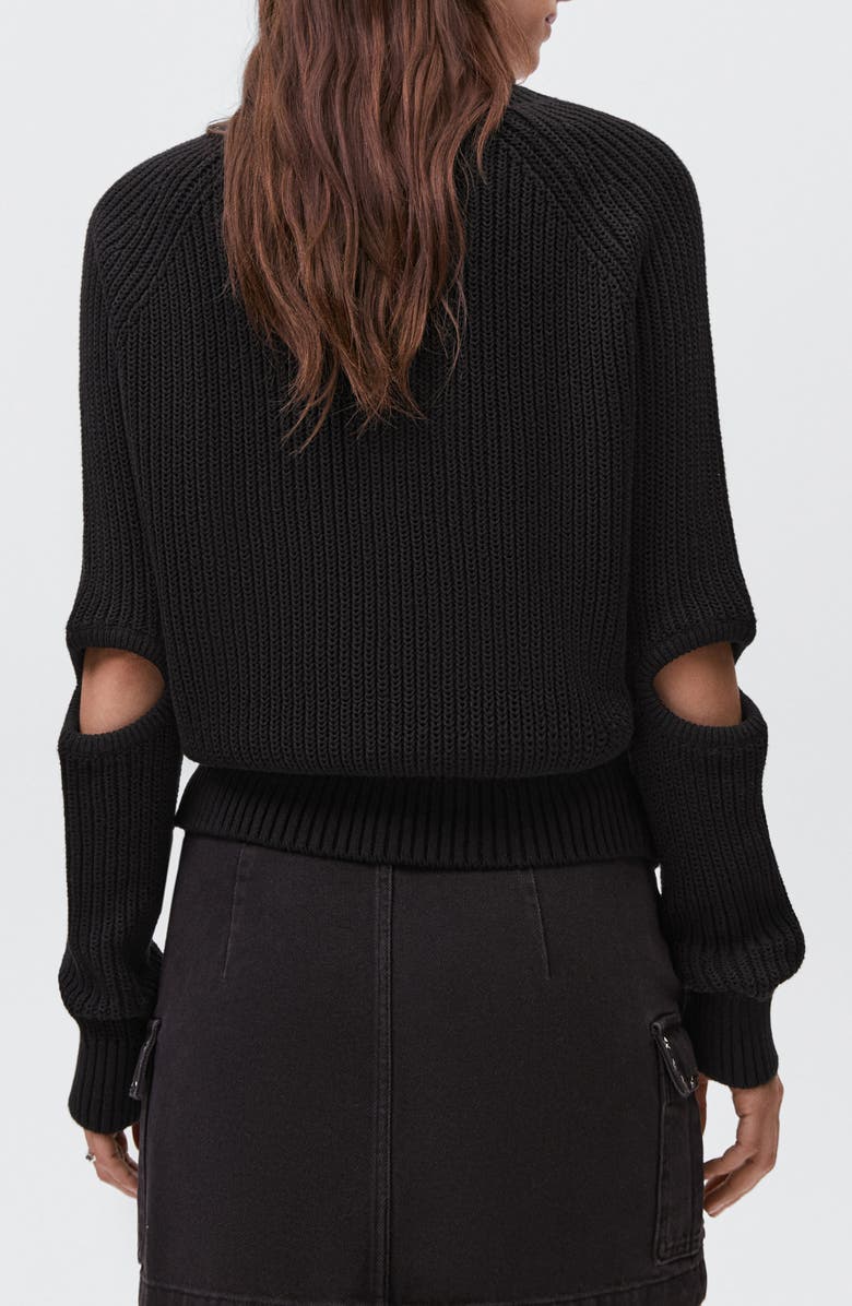 MANGO TEEN Cutout Cotton Sweater, Alternate, color, Black