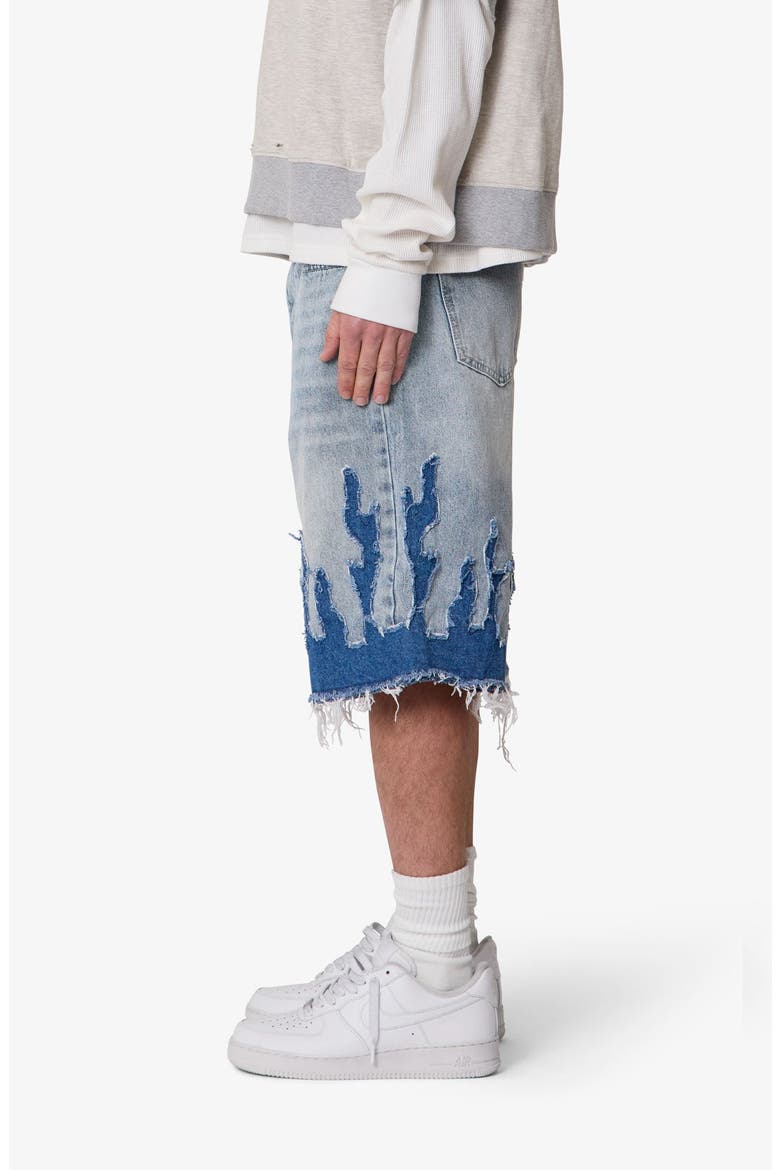 Flame Rip & Repair Denim Shorts, Alternate, color, BLUE