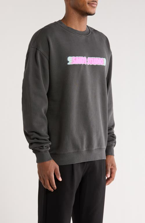 Santo Studio Santo Blur Oversize Stretch Fleece Crewneck Sweatshirt In Black