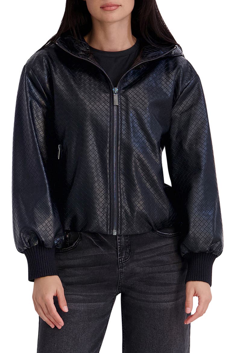 Basketweave Faux Leather Jacket, Main, color, BLACK