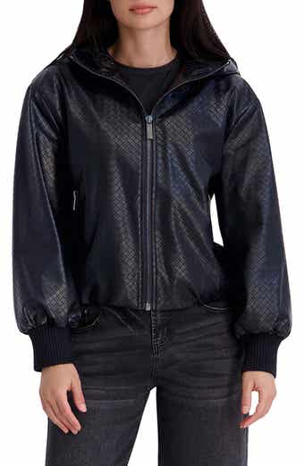 Basketweave Faux Leather Jacket