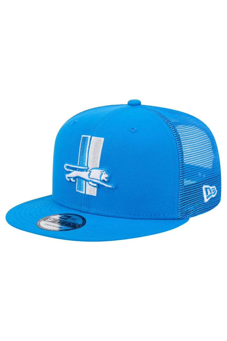 Men's New Era Blue Detroit Lions Throwback Main Trucker 9FIFTY Snapback Hat, Main, color, Blue