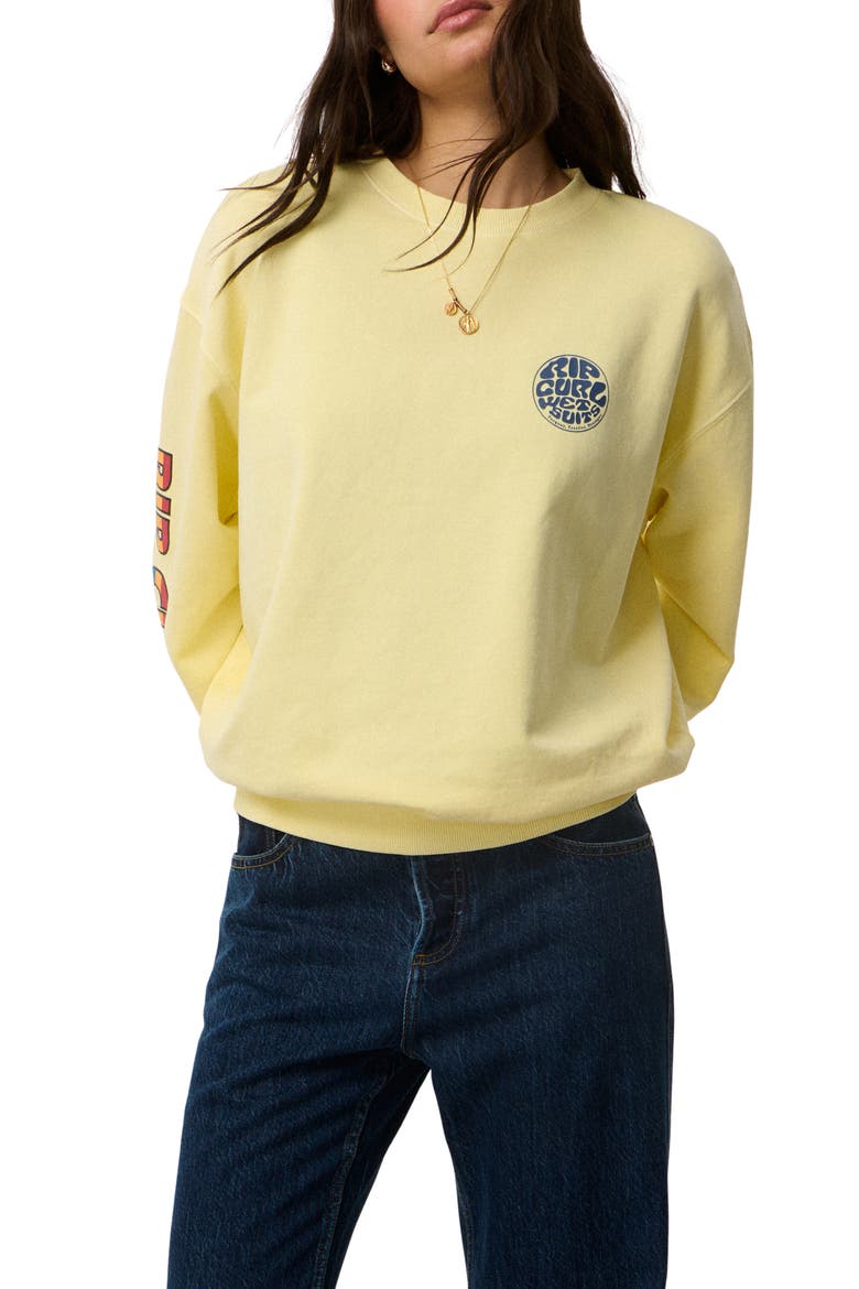 Heritage Graphic Oversized Sweatshirt, Main, color, SOFT YELLOW