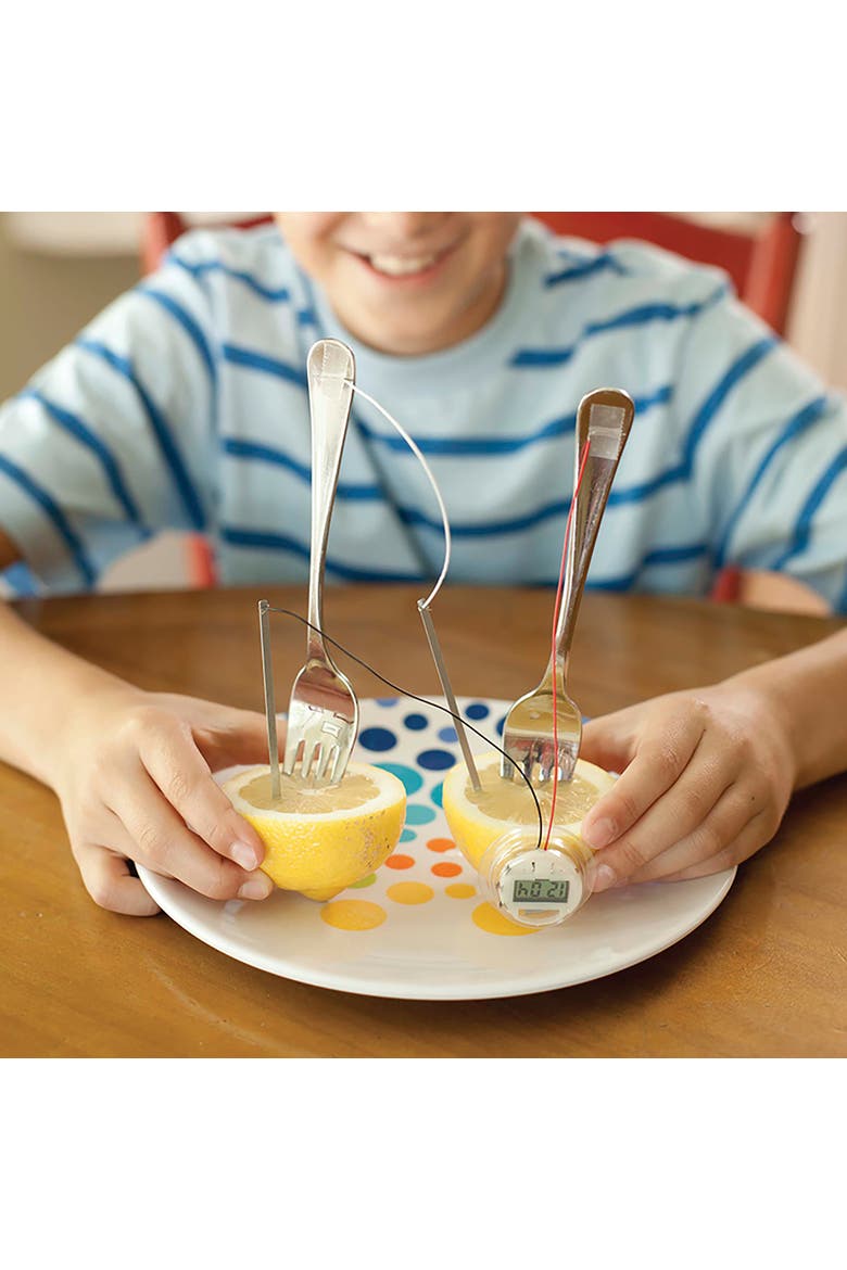 Kidzlabs Lemon Clock Diy Renewable Energy Kit, Power Digital Clock, Stem, Alternate, color, Multicolored