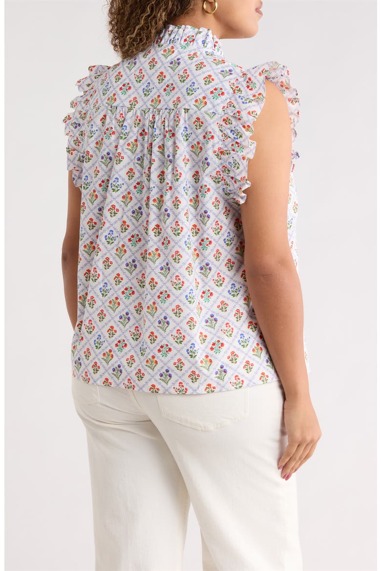 Lara Floral Eviel Ruffle Top, Alternate, color, WHITE MULTI