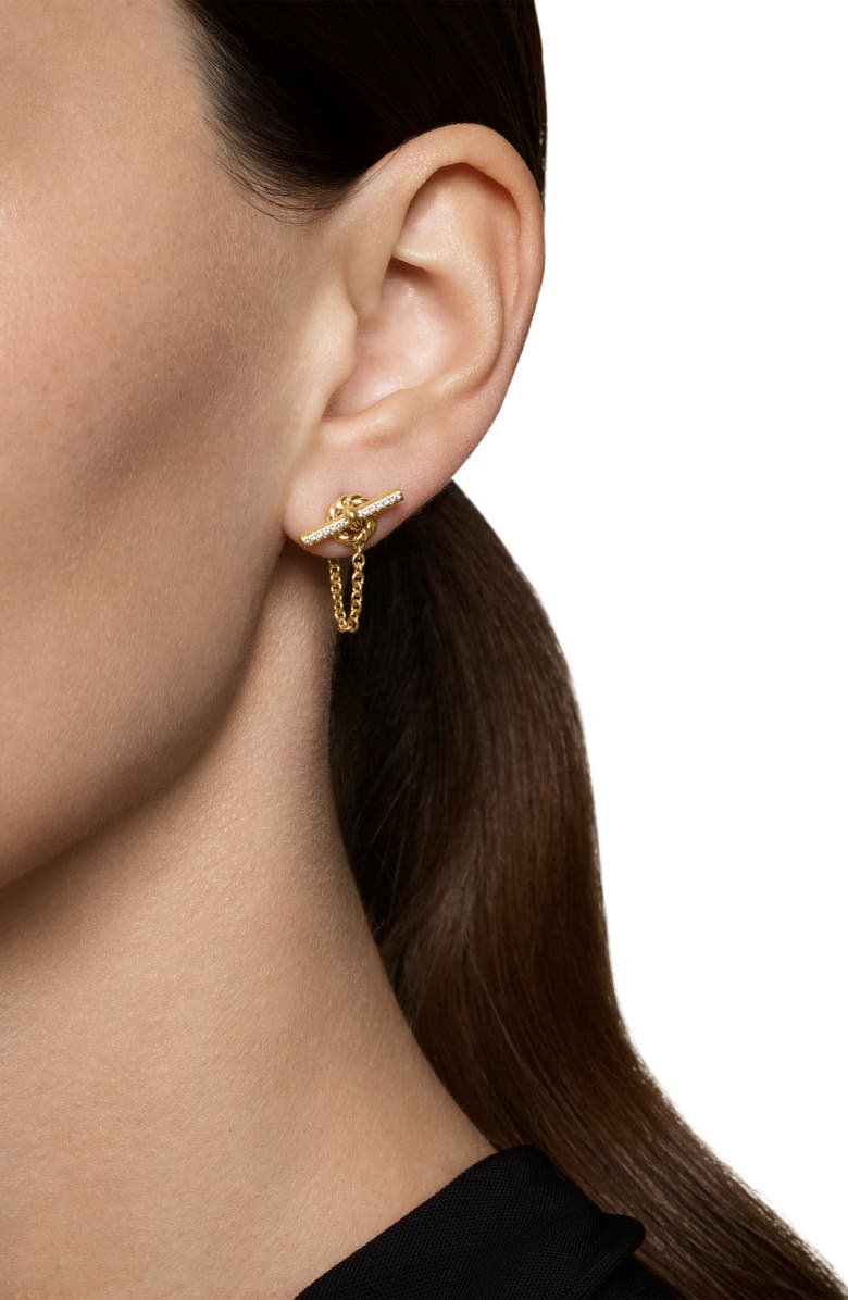 David Yurman Mercer<sup>®</sup> Petite Toggle Stud Earrings in 18K Yellow Gold with Diamonds, 38.2mm, Alternate, color, Diamond/ Gold