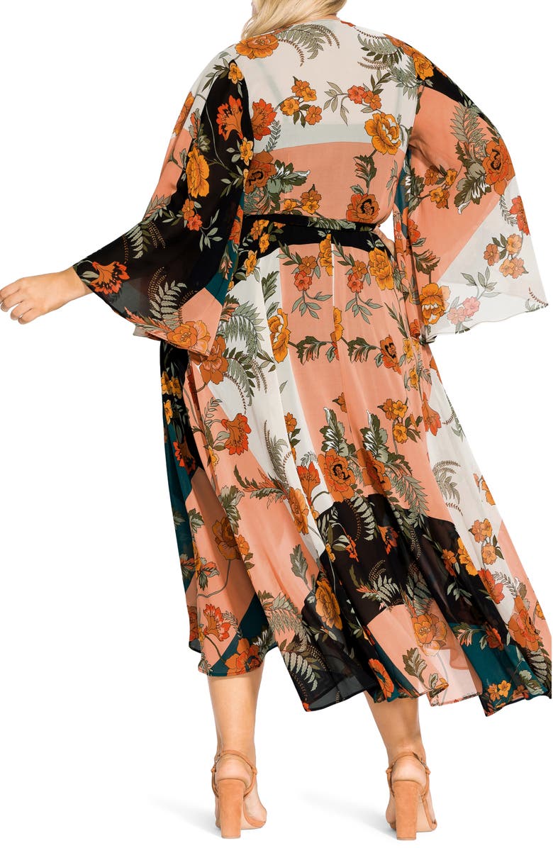 City Chic Kado Long Sleeve Wrap Maxi Dress, Alternate, color,