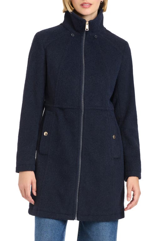 Vince Camuto Walking Coat With Removable Hood In Blue
