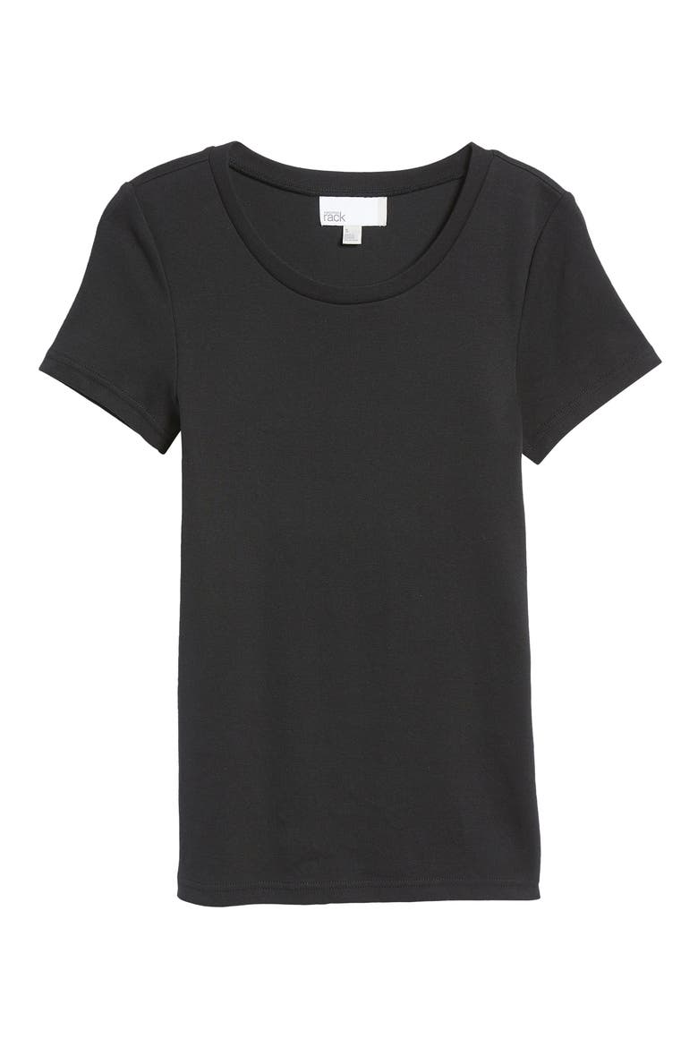 Essential Crew Neck Ribbed T-Shirt, Alternate, color, BLACK