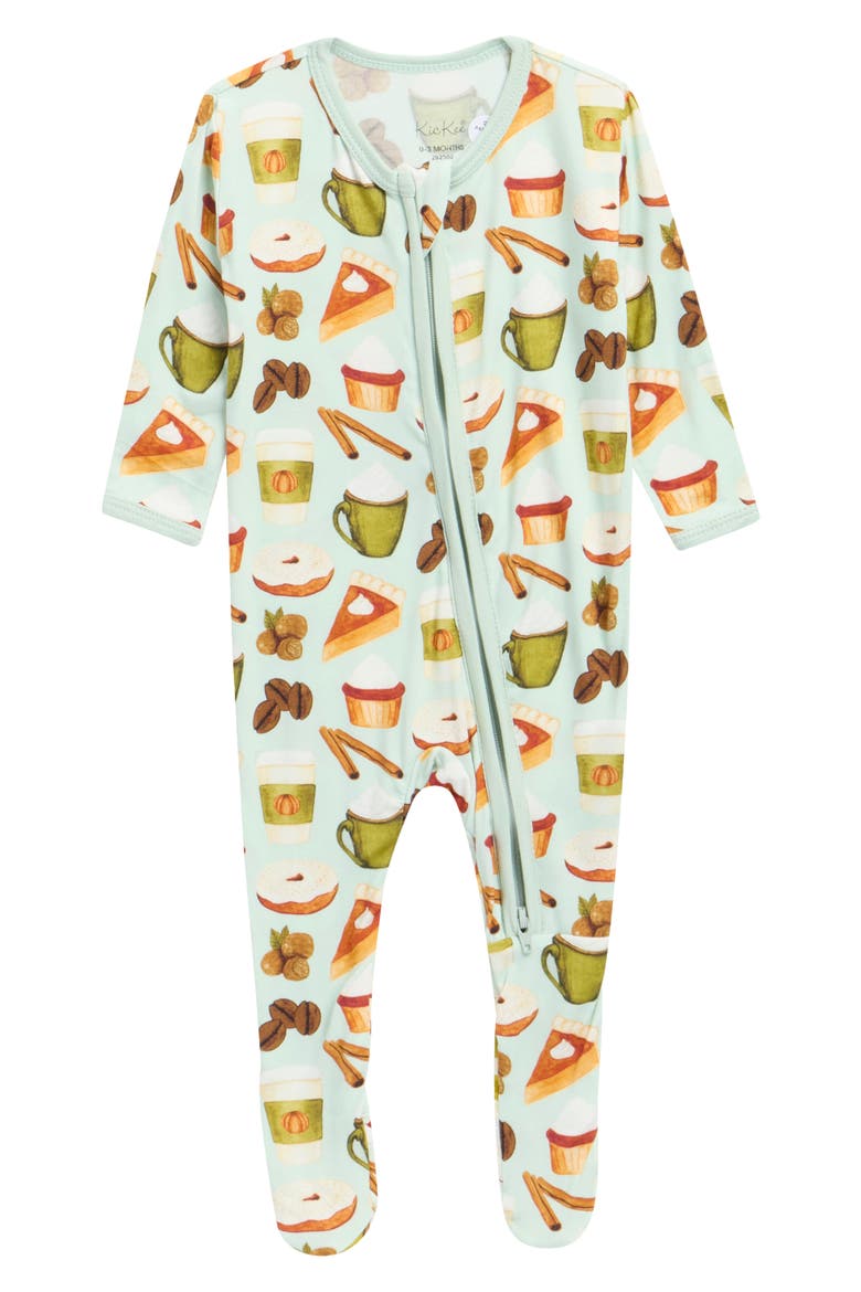Print Zip Footie, Main, color, ALOE PUMPKIN SPICE