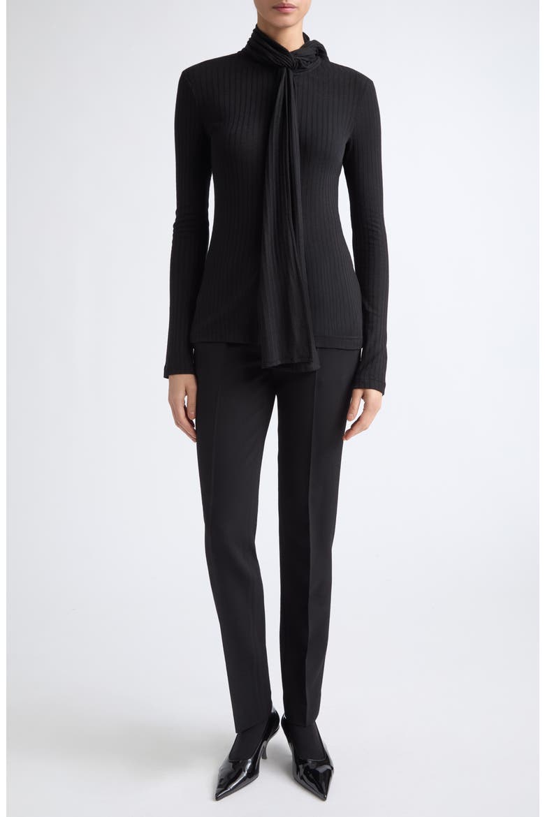 Low Waist Slim Trousers, Main, color, BLACK