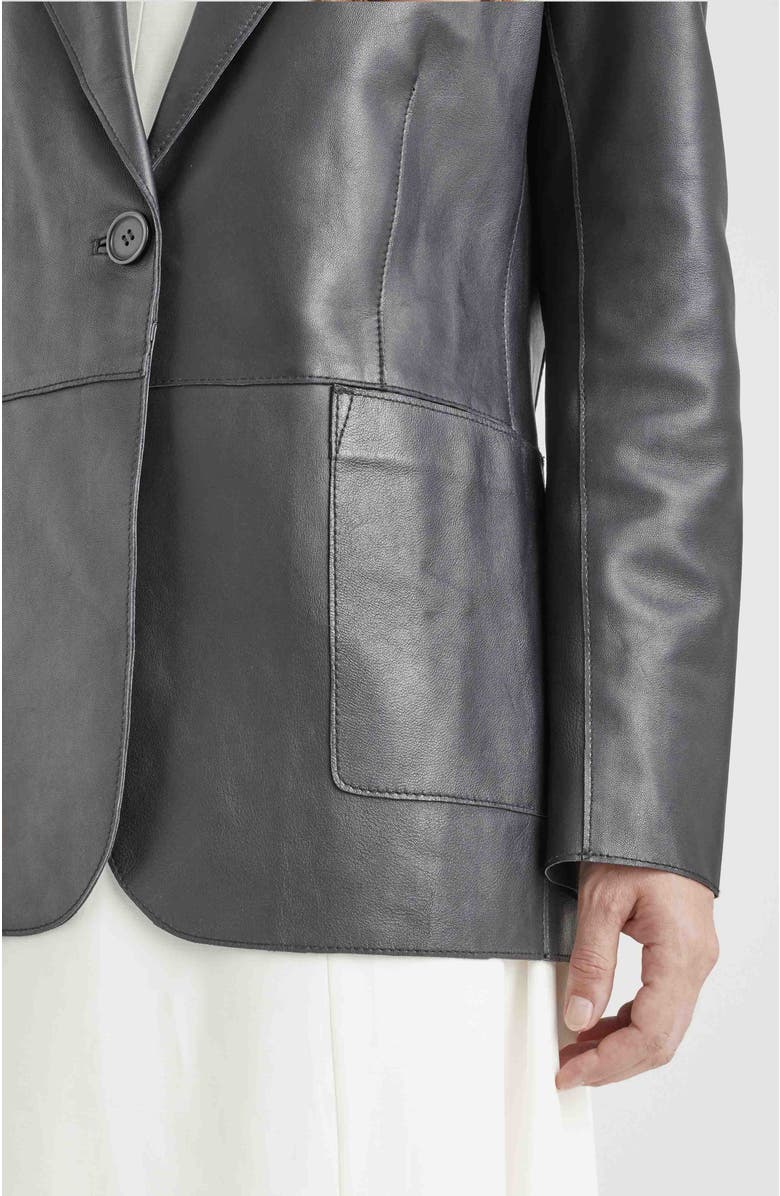 Velez Leather Astromelia Blazer for women with a straight silhouette, Alternate, color, Black