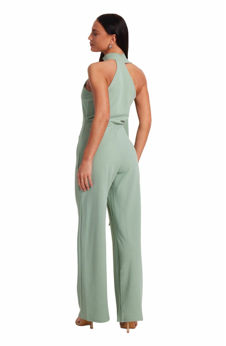 QUIZ Scuba Crepe Halter Neck Jumpsuit With Scarf Tie Detail, Alternate, color, 