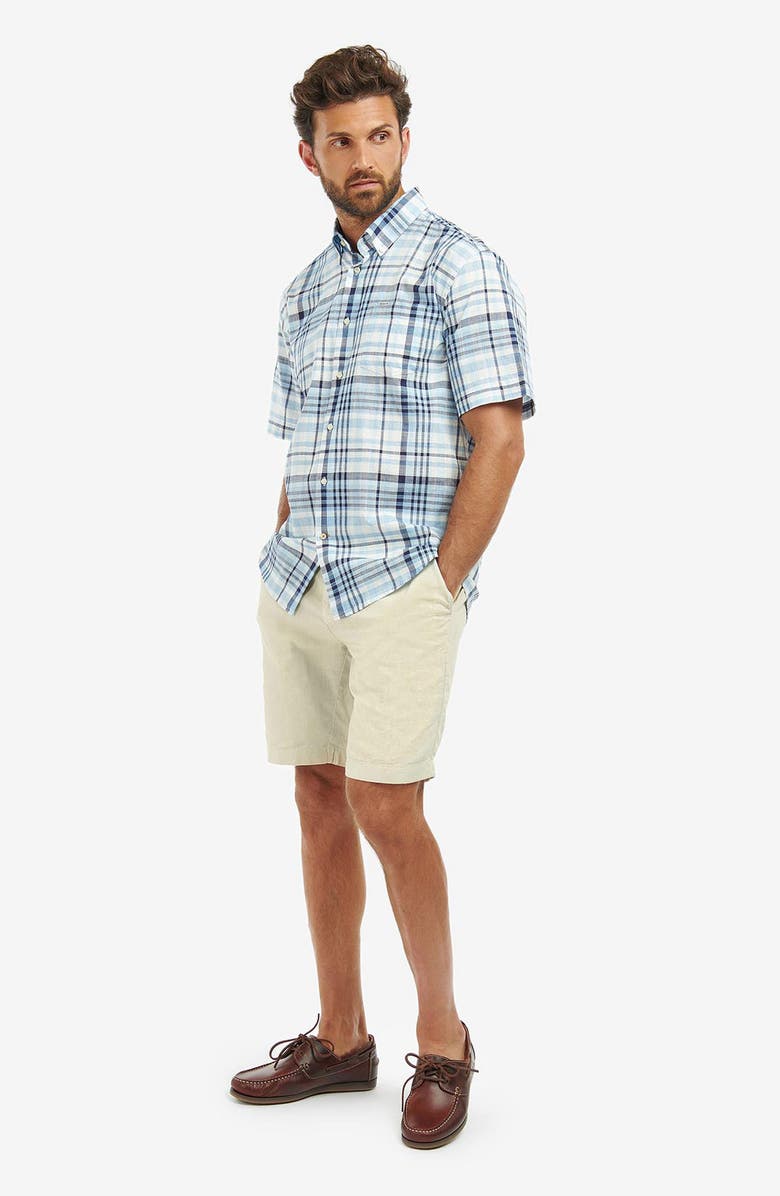 Barbour Hartley Regular Fit Plaid Short Sleeve Button-Down Shirt, Alternate, color, Sky