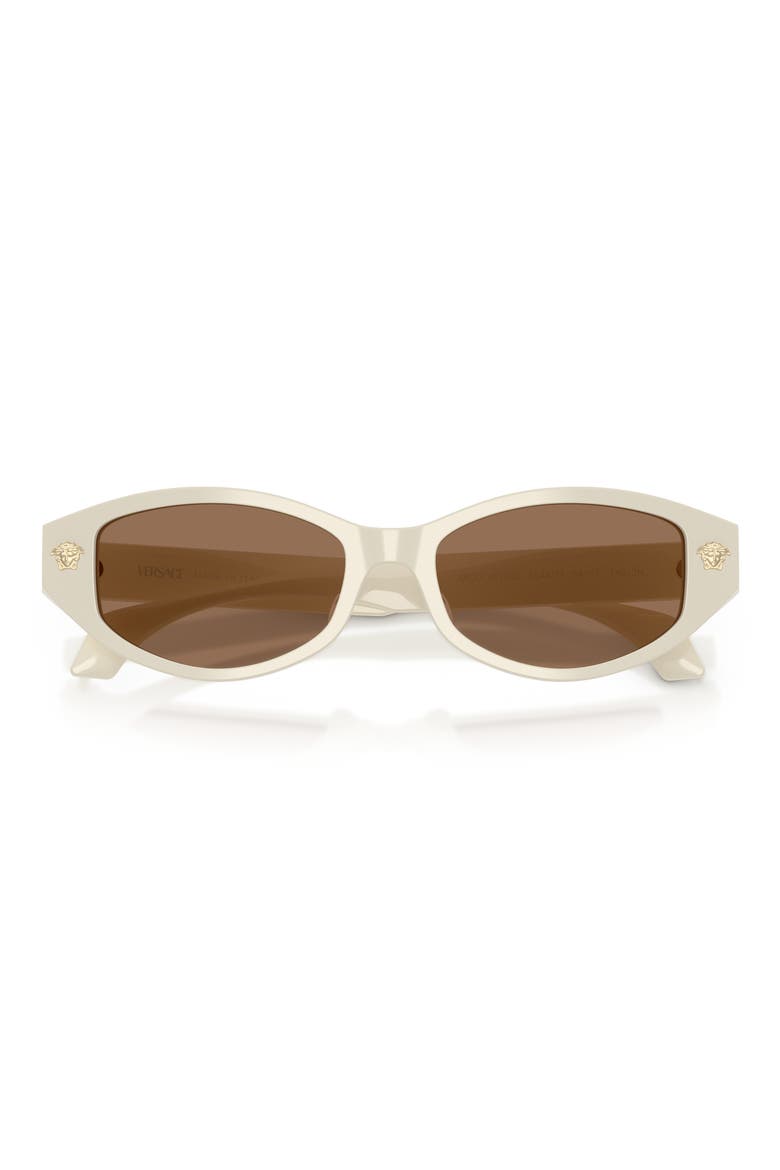 54mm Cat Eye Sunglasses, Alternate, color, WHITE TALC / DARK BROWN