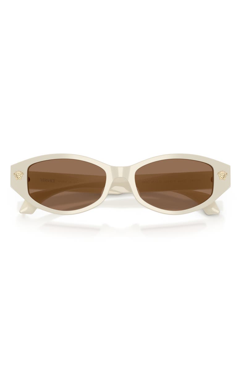Versace 54mm Cat Eye Sunglasses, Alternate, color, White Talc / Dark Brown