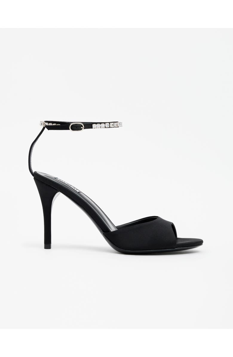 MI/MAI Flavia Satin Crystal Heeled Sandals, Main, color, Black