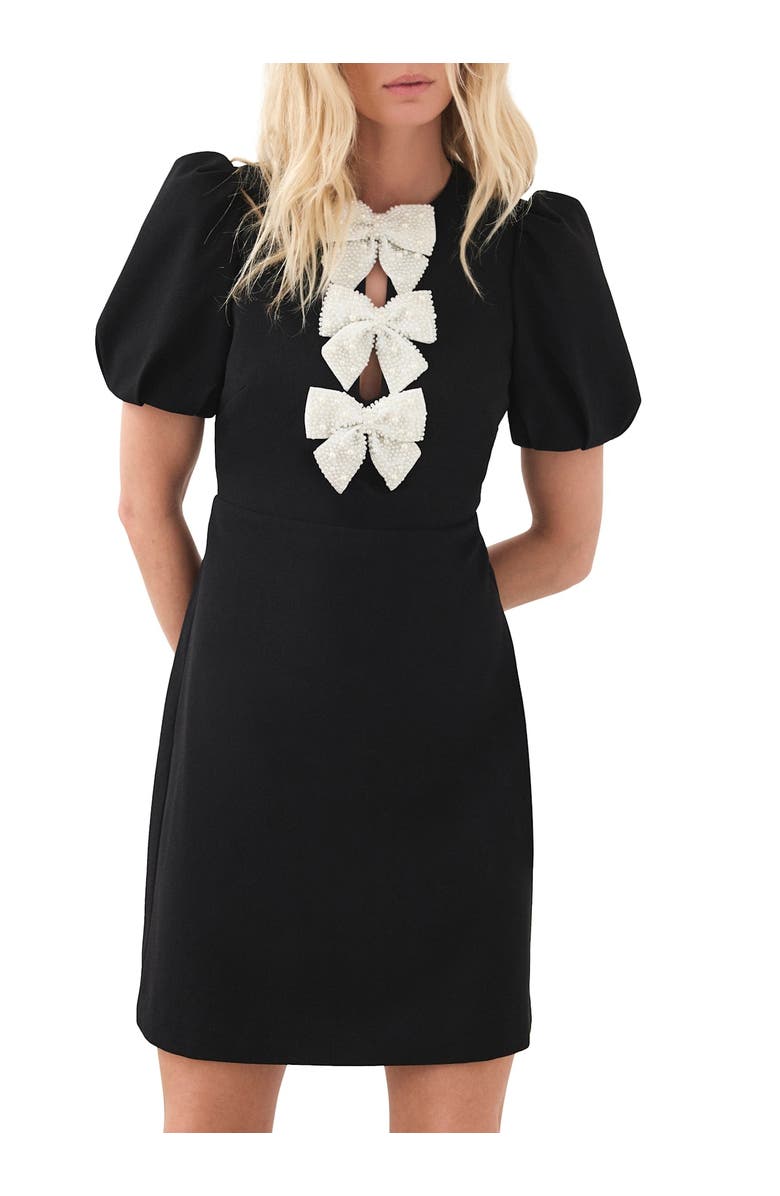 MINT VELVET Bow Detail Mini Dress, Main, color, Black