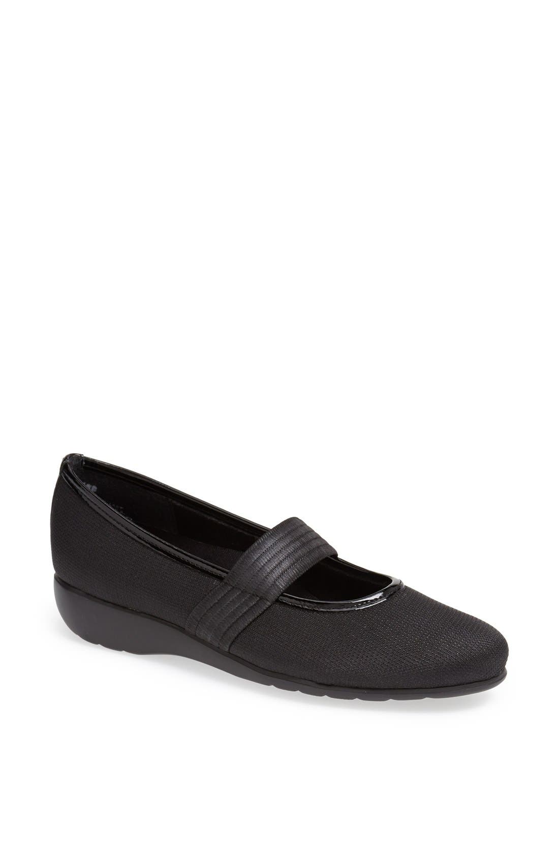 'Fran' Zebra Stripe Flat, Main, color, BLACK/ METALLIC