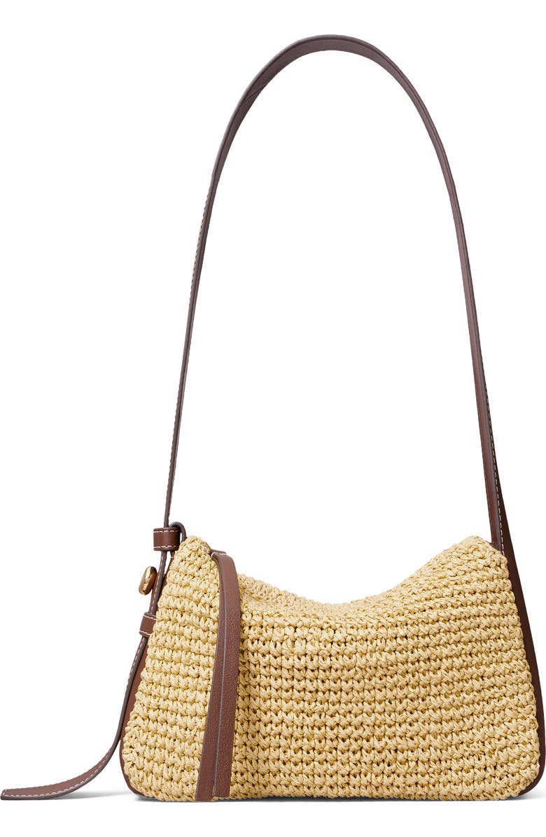 Tory Burch Small Romy Straw Shoulder Bag, Main, color, Natural