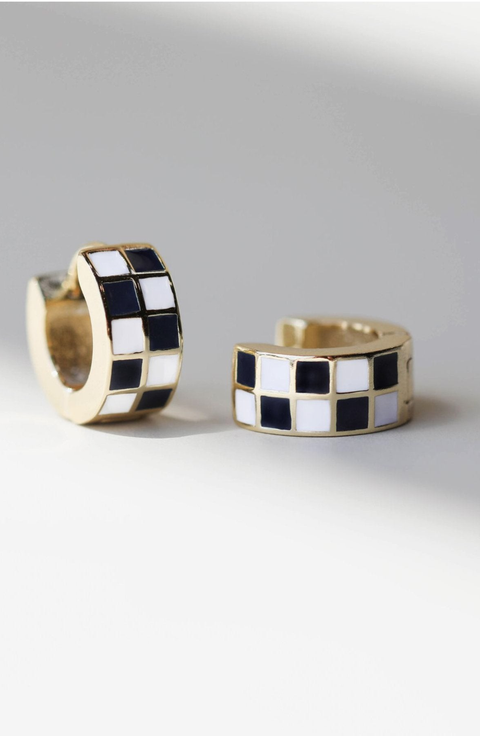 Checkered Enamel Huggies