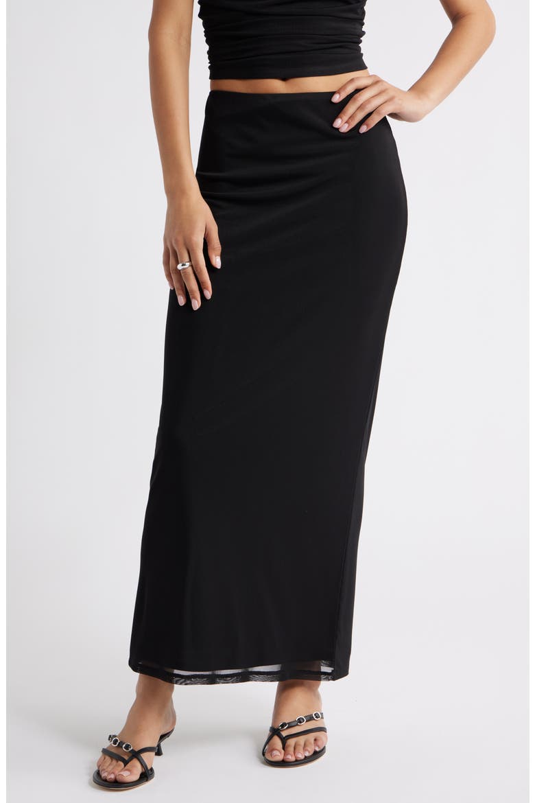 Mesh Maxi Skirt, Main, color, BLACK