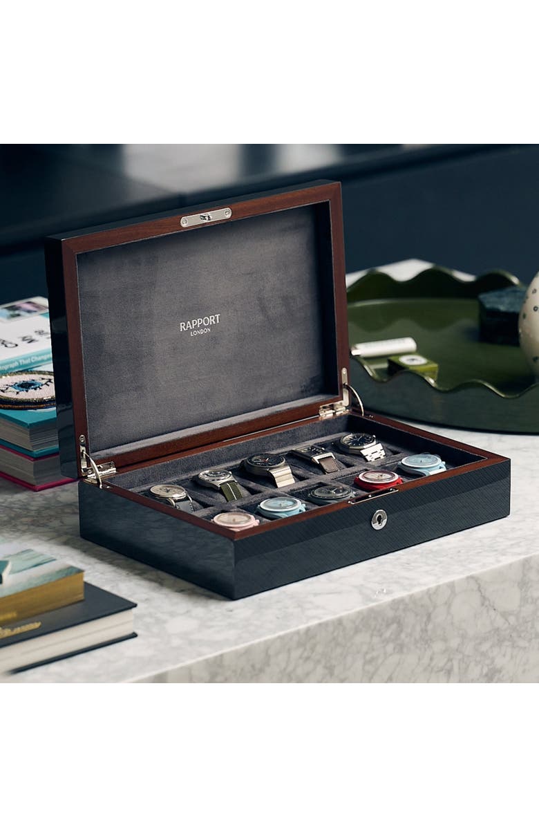 Rapport London Carbon Fibre Ten Watch Box, Alternate, color, Grey