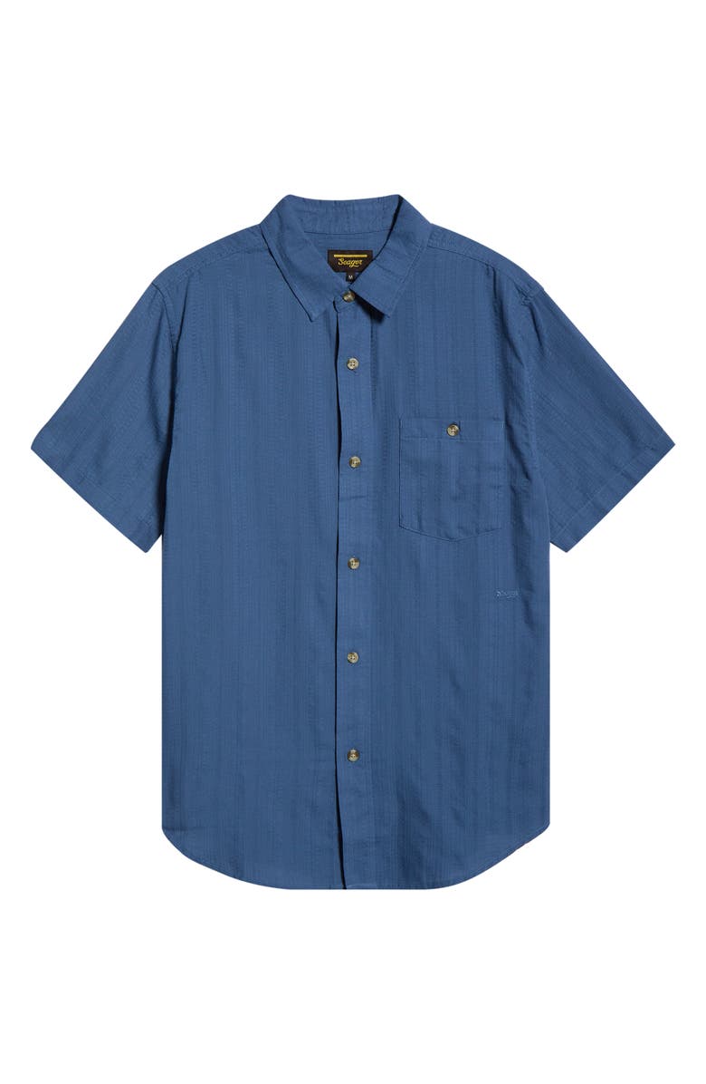 Seager Co Caldera Stripe Jacquard Short Sleeve Button-Up Shirt, Alternate, color, Faded Denim