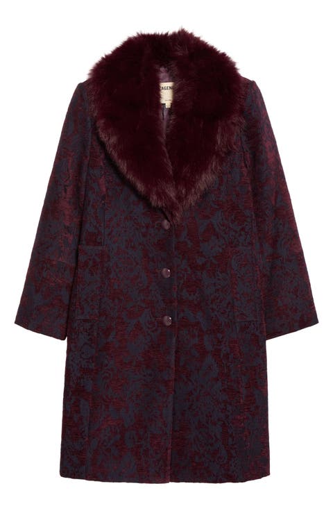 Laney Metallic Faux Fur Collar Coat