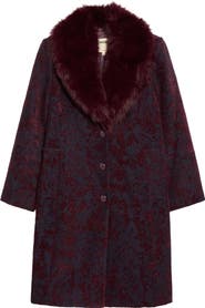 L'AGENCE Laney Metallic Faux Fur Collar Coat