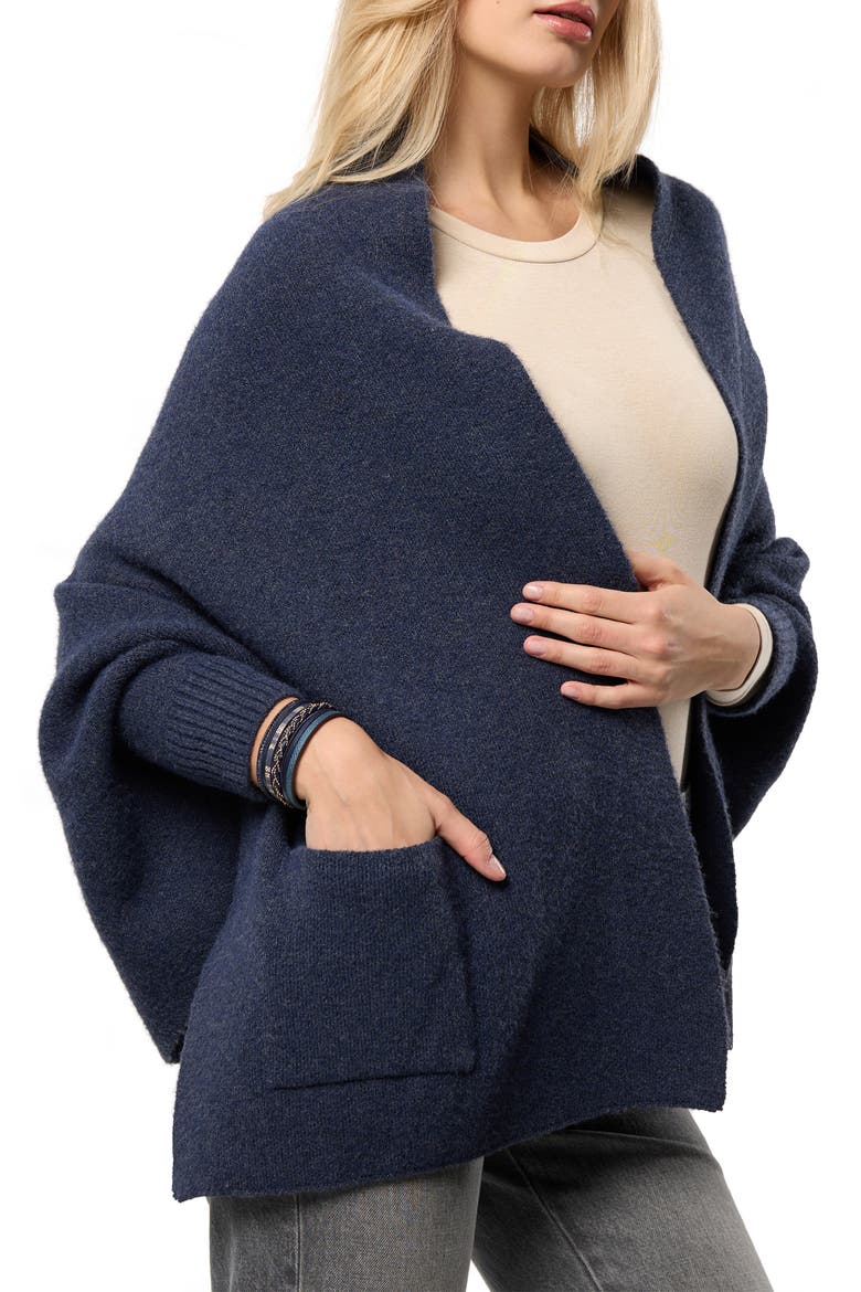 Shawl Collar Cardigan, Alternate, color, DENIM