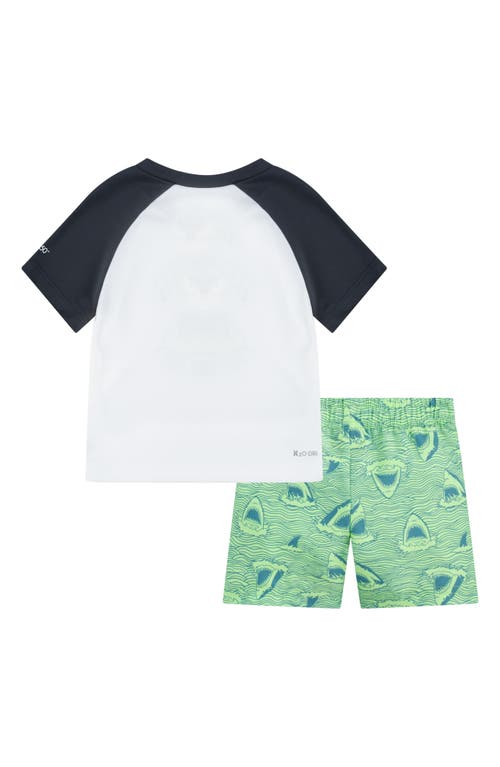 Hurley Shark Head Rashguard & Swim Shorts Set In Faded Green