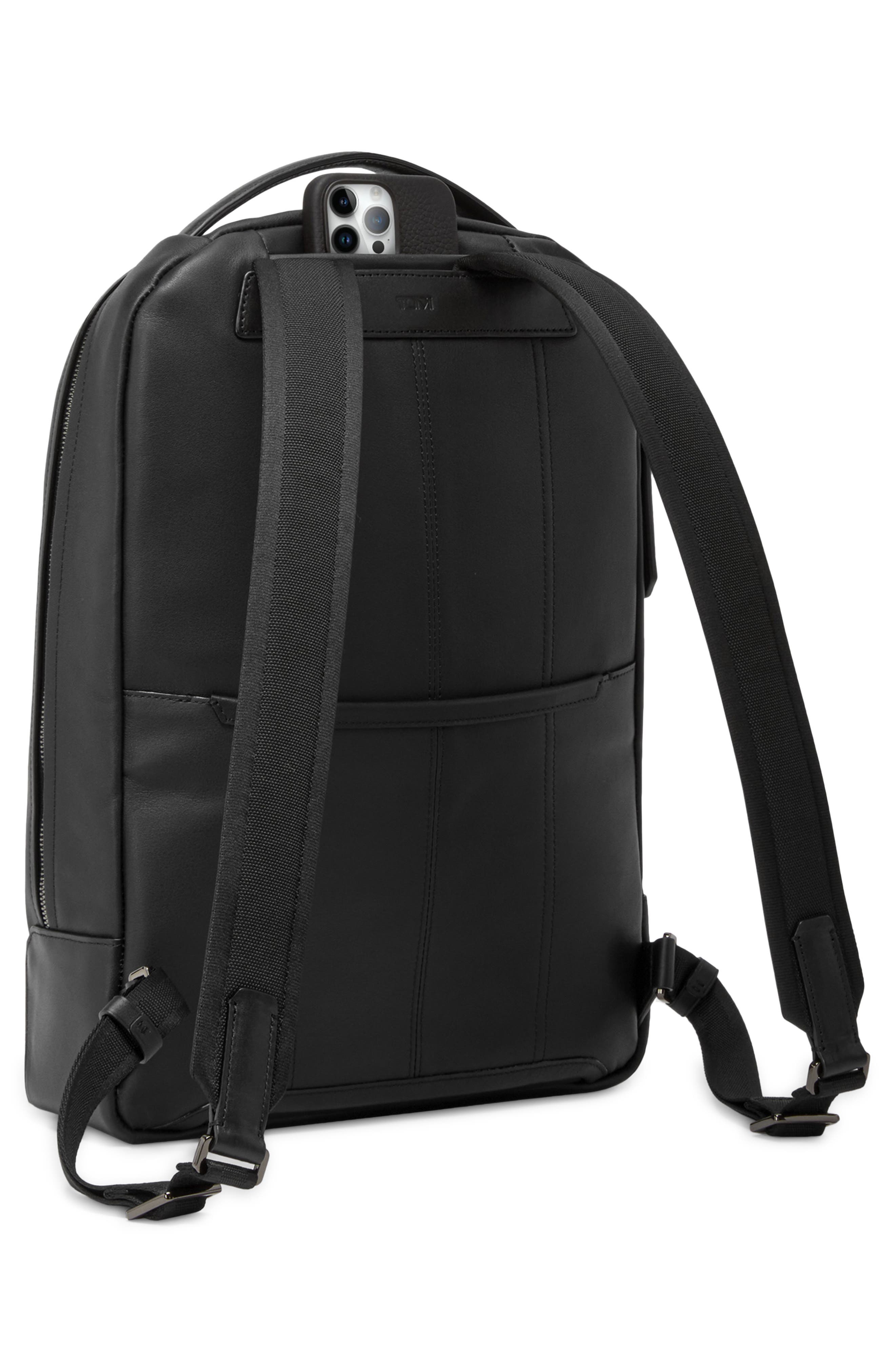 TUMI Bradner Leather Backpack, Alternate, color, Black Bombe