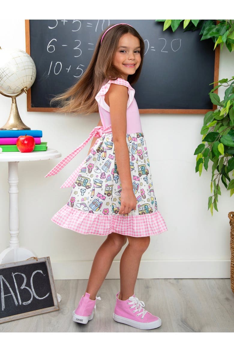 School Days Pink Gingham Ruffle Dress, Alternate, color, Pink