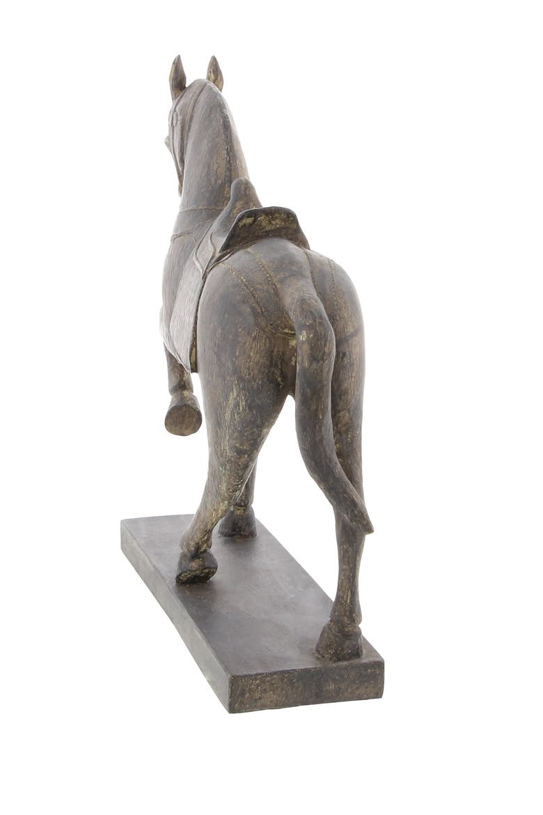 Traditional Resin Prancing Horse Sculpture, Alternate, color, BROWN
