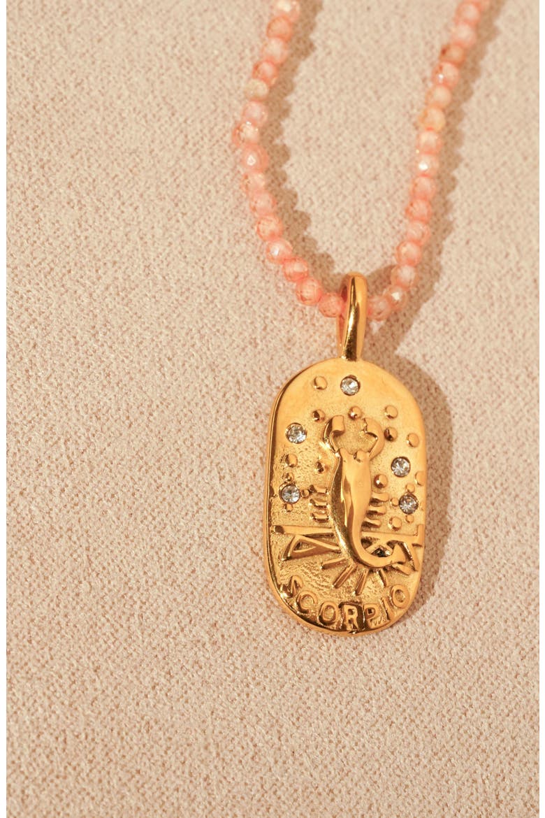 Sunrise Zodiac Pendant Necklace, Alternate, color, GOLD/PEACH SCORPIO