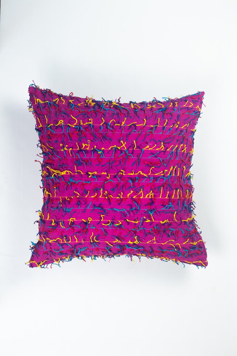 Handwoven Rosa Shag Pillows, Alternate, color, MAGENTA