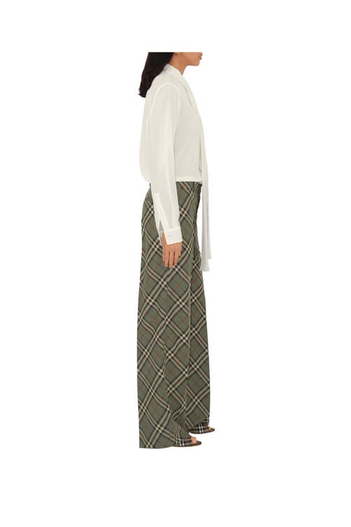 Burberry Straight Leg Check Wool Trousers In Crater