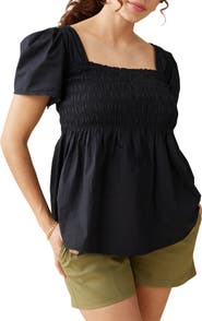 Ingrid & Isabel Smocked Puff Sleeve Maternity Top