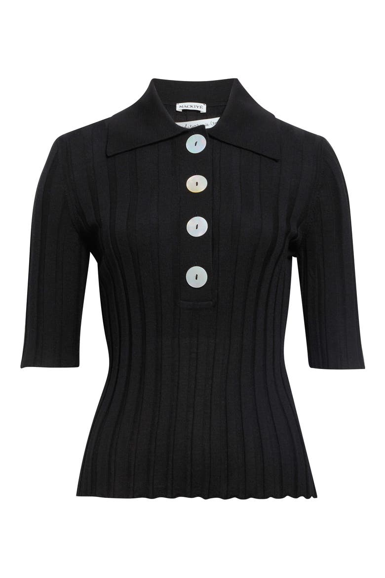 Sugarman Virgin Wool Rib Polo, Main, color, NOIR