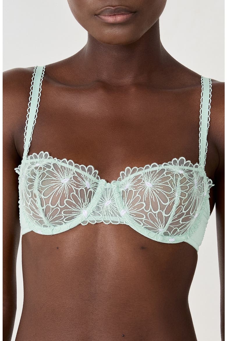 Daisy Underwire Balconette Bra, Main, color, CELADON