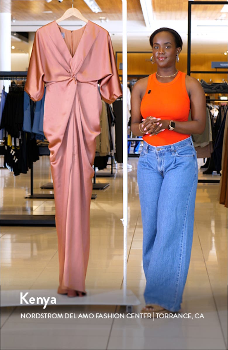 Elbow Sleeve Satin Dress, sales video thumbnail